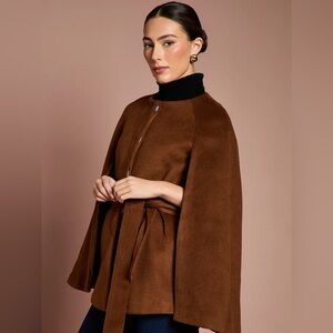 Coast - Lisa Tan Belted Short Occasion Cape Coat
